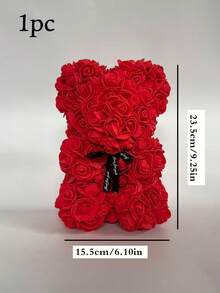 9.25*15.5inch Rose Bear Figurine Mini Foam Bear Cute Home Decor, Romantic Artificial Flower Design, Suitable For Mother's Day, Father's Day, Graduation, Valentine's Day, Wedding Party, Birthday, Window & Tabletop Decor, Perfect Gift For Family & Friends - Multicolor - View 12