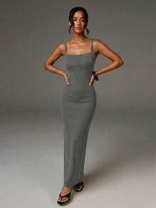 Athîral Đầm hở lưng gợi cảm dành cho nữ, mùa hè - Xám - Xem 5