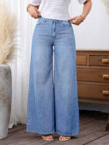 EMERY ROSE Women's Fashionable Loose Straight Leg Jeans - Light Wash - View 4