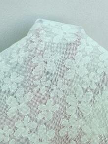 CovetEZ 女士夏季纯色针织提花花卉图案抽绳吊带露背性感背心，适合度假穿着 - 淡黃色 - 查看 5