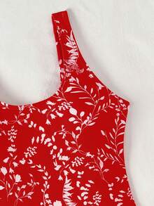 Swim Lushoire 女士印花连体泳衣，1件装，适合度假和海滩穿着 - 紅白色 - 查看 4