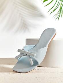 SHUZIA Dép lê nữ quai thắt nút, kiểu dáng thanh lịch, thoải mái, thích hợp cho mùa hè. - Màu xanh lam - Xem 6