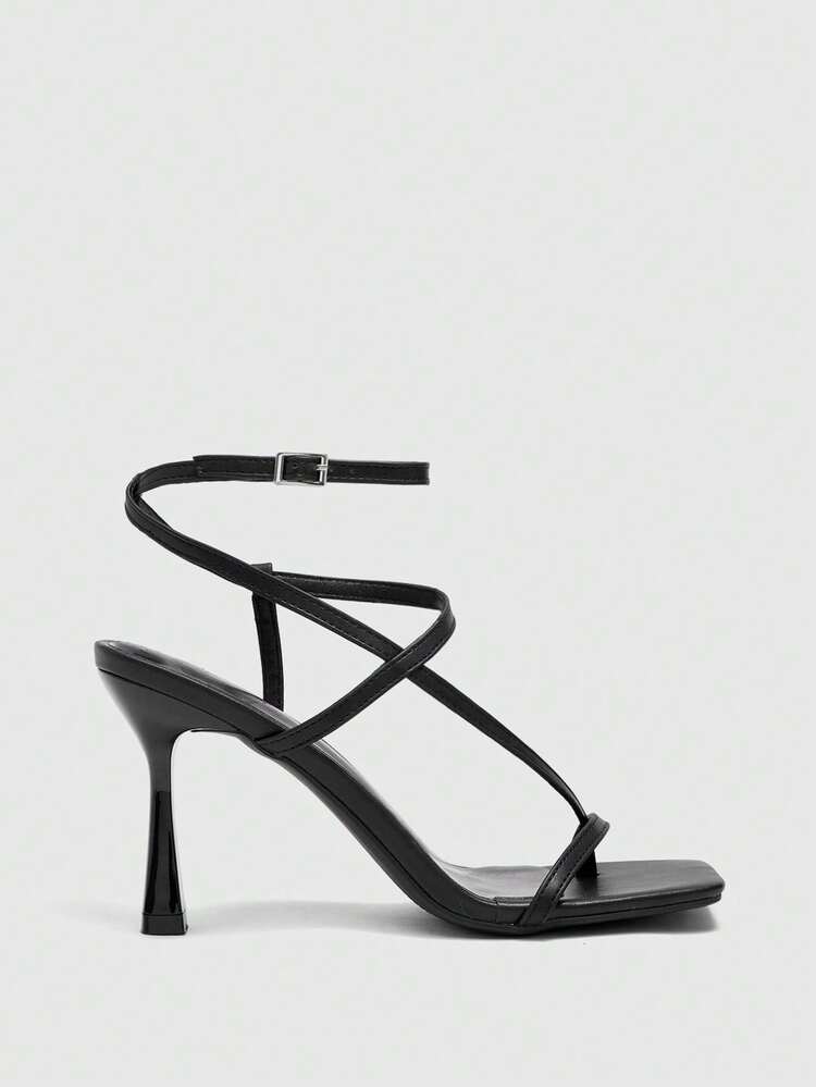 CUCCOO BIZCHIC Women's Summer Kitten Heel Criss-Cross Strap Buckle Sexy High Heel Sandals