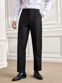 Officeau Quần âu dài màu đen dành cho nam, quần âu màu trơn dành cho quý ông, dành cho mùa thu - màu đen - Xem 1