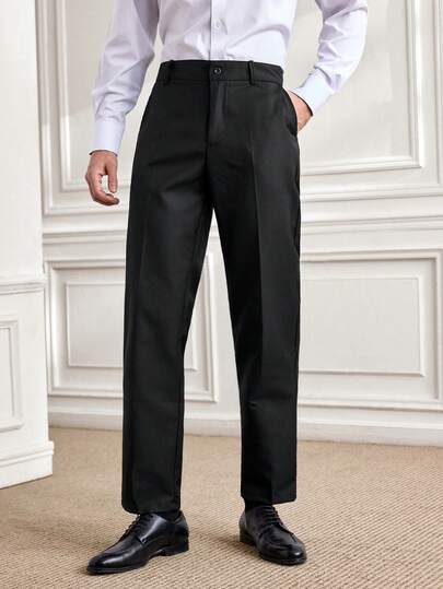 Officeau 男士长款黑色正装裤，绅士纯色西装裤，适合秋季