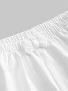 ROMWE Kawaii Women's Cute Sweet Doll Lantern Shorts, Casual Vacation Style, Summer - White - View 3