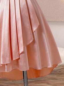 SHEIN 优雅的婚礼花童礼服，雪纺花卉露背无袖中长连衣裙，时尚蓬蓬公主裙 - 粉色 - 查看 9