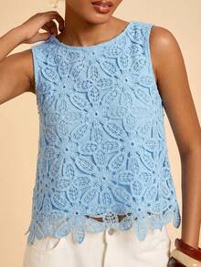 Travachic Women's Casual Versatile Round Neck Top For Daily Wear,Summer Top - Baby Blue - View 4