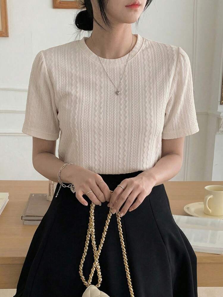 Women's Summer Round Neck Casual Commuting Versatile Loose Short Sleeve T-Shirt