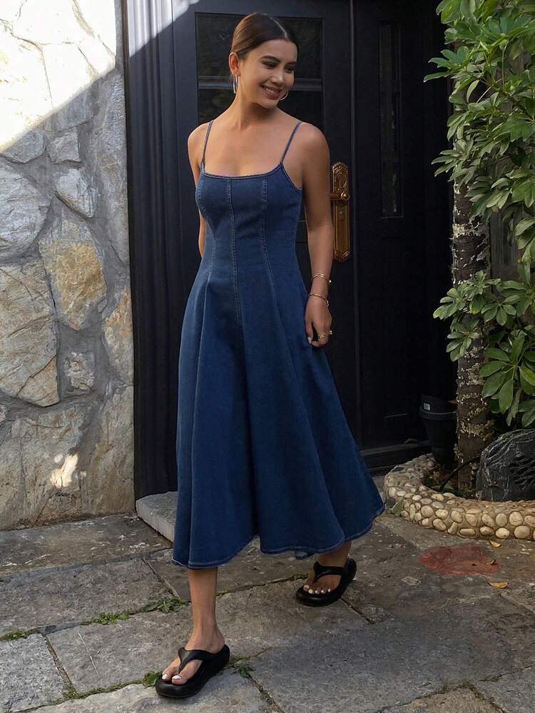 Women's Vacation Style Spaghetti Strap Denim Dress