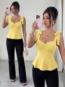 Camiseta de mujer elegante y romántica - Amarillo claro - Ver 8