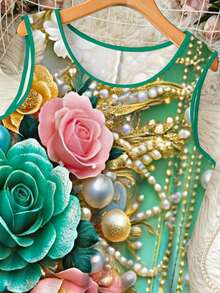 EMERY ROSE 大码女式碎花吊带连衣裙，绿色度假节日装扮，适合生日、送礼、节日派对和日常穿着，春假服装 - 彩色 - 查看 3