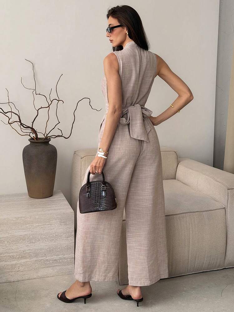 Women's Textured Casual Jumpsuit, Suitable For Spring And Summer Jumpsuits For Women Lounge Sets For Women