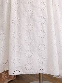 Tween Girl Embroidered Ruffle Fashion Party Banquet Spaghetti Strap Dress - White - View 4