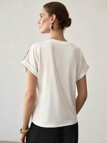 MOTF PREMIUM Camiseta de cuello redondo con estampado floral - Blanco - Ver 2