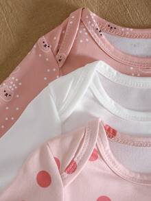 3-Piece Newborn Baby Pajamas Light Pink,Autumn,Cute,Family Matching Rabbit Polka Dot Sleep Sack Gown Set,Soft Cotton Long Sleeve Infants Nightgown - Multicolor - View 3