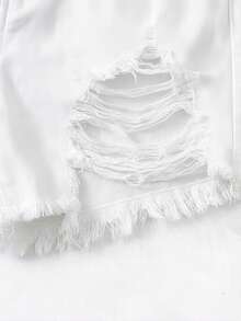 SHEIN 2件套 少女灰色和蓝色破洞牛仔短裤 - 彩色 - 查看 3