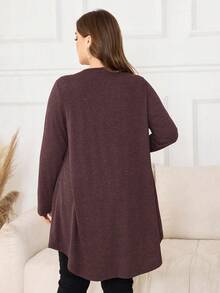 Lacomfia Women's Loose Lace Patchwork Long Tunic T-Shirt, Flattering, Casual, Versatile, Plus Size - Red - View 2