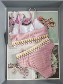 Swim Vcay Đồ bơi nữ mùa hè, bikini cạp cao, có dây buộc. - Hồng - Xem 5