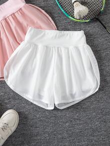 SHEIN 2 chiếc quần short cạp cao dáng rộng thoải mái đa năng dành cho bé gái tuổi teen, thích hợp cho chạy bộ, thể thao và các hoạt động ngoài trời mùa hè. - Nhiều màu - Xem 5