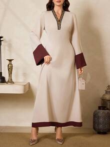 Al Najma 女士土耳其长款连衣裙和阿拉伯传统长袍 - 紫色 - 查看 2