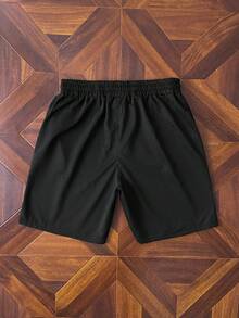 StoneGrade Quần short nam màu đen dệt kim, in chữ viết tay kiểu Gothic, thích hợp cho các buổi hẹn hò và tụ họp, trang phục thời trang, quà tặng lý tưởng cho bạn trai. - màu đen - Xem 3