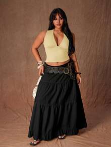 Rustia Áo vest nữ cỡ lớn kiểu vintage lãng mạn, thoải mái, cổ chữ V sâu, ôm sát, thích hợp cho đi làm, đi học, đi làm về, mùa xuân, hè, thu, mùa tựu trường, lễ hội âm nhạc, Lễ Tạ ơn. - Vàng nhạt - Xem 8