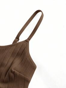 Ocili Women's Comfortable Cotton Rib Knit Bra - Coffee Brown - View 9