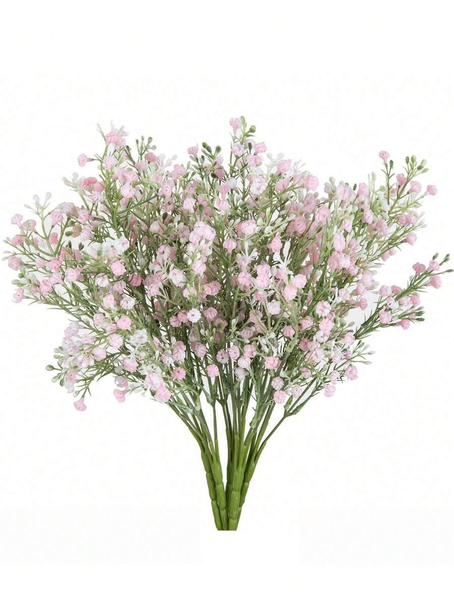 3/5pcs Artificial Baby's Breath Bouquet Plastic Fake Gypsophila Flowers For Wedding Bridal Home Vase Party Garden Decor Valentine Graduation Gift - Pink - View 1