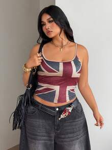 Coolane 女士加大码春夏街头风休闲性感吊带无袖修身上衣，适合外出穿着 - 紅色 - 查看 4