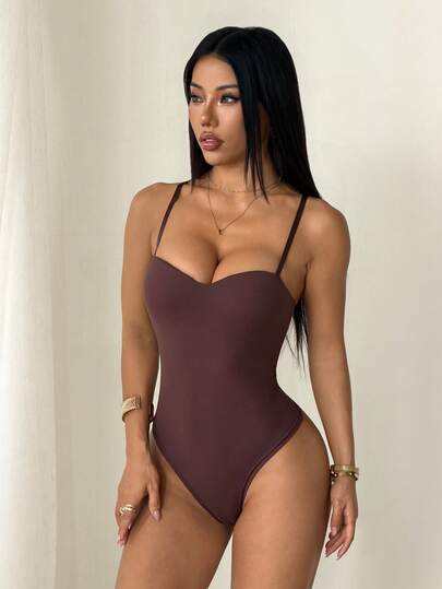 SHEIN PETITE 女士纯色性感时尚吊带连体衣