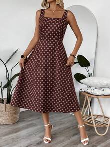 EMERY ROSE Women's Summer Mini Ditsy Floral Square Neck Midi Dress - Multicolor - View 1