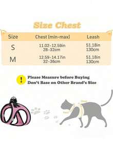 Túi vận chuyển mèo có dây xích, áo vest mềm mại và có thể điều chỉnh để tránh mèo bỏ trốn, áo khoác phản quang thoáng khí dễ điều khiển, màu hồng. - Hồng - Xem 7