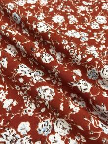 SHEIN JORESS 女士休闲大码宽松圆领喇叭袖蓝色条纹花朵图案上衣。 - 彩色 - 查看 7