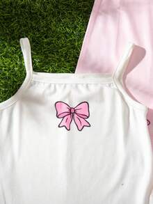 SHEIN 3件套可爱休闲粉色蝴蝶结针织连体衣，适合女宝宝 - 紫色 - 查看 5