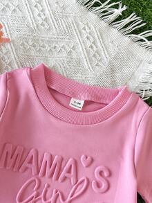 Elladie kids Bộ 2 món cho bé gái, kiểu dáng thường ngày, dễ thương, tối giản, áo thun ngắn tay "Con gái cưng của bố" và quần short, thích hợp cho mùa xuân/hè. - Màu Hồng baby - Xem 5