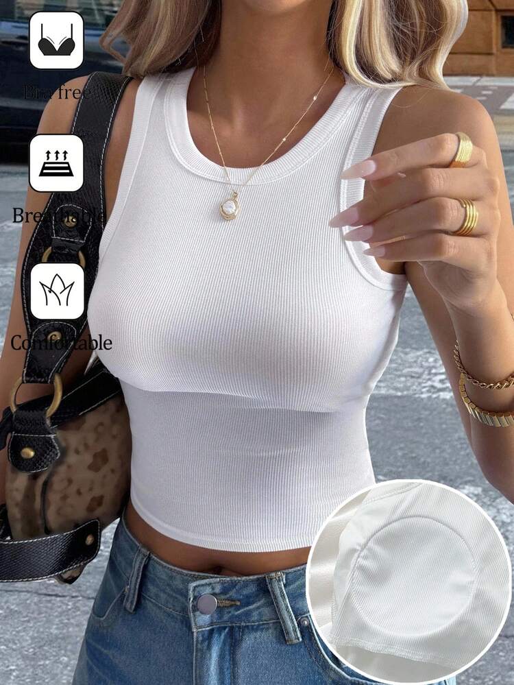 Women's Fitted Camisole With Built-In Padding, Casual Street Style
