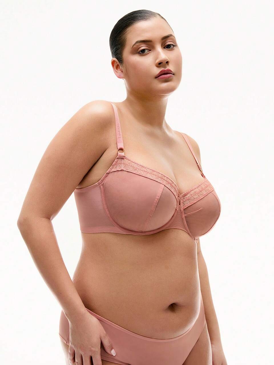Plus Dream Curve Air Unlined Breathable Minimizer Mesh & Lace Bra