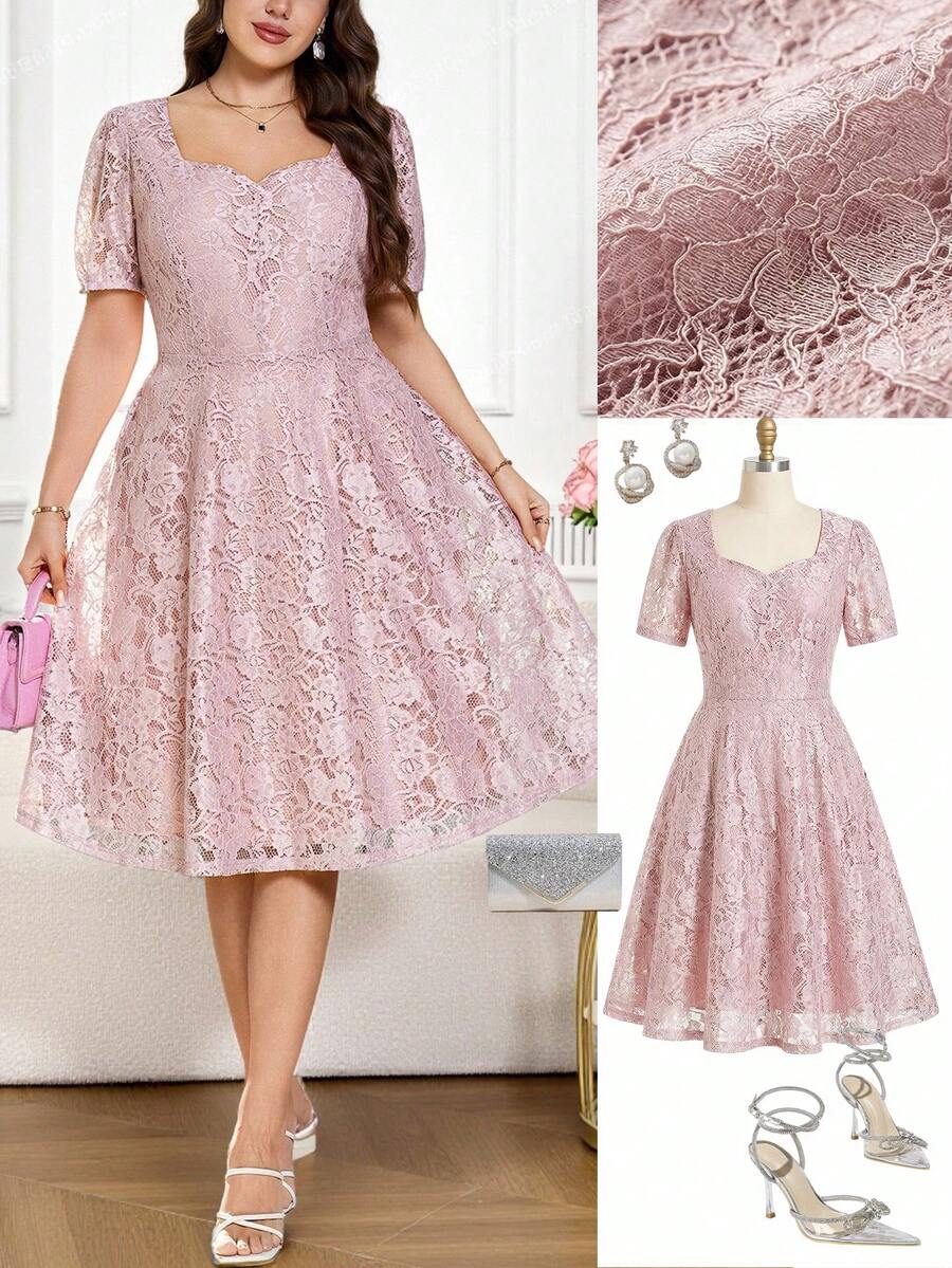 Ellevyn 大码优雅纯色蕾丝连衣裙,夏季奢华晚礼服,适合婚礼、夏季服装、夏季穿搭、春季服装、春季穿搭、夏季连衣裙、春季连衣裙、节日连衣裙、优雅连衣裙、优雅派对连衣裙、派对穿搭、婚礼宾客连衣裙、婚礼派对连衣裙、婚礼及活动、伴娘礼服、毕业礼服、母亲毕业穿搭、外出穿搭、舞会礼服、生日礼服、女士生日穿搭、女士节日穿搭、女士度假穿搭、节日穿搭、正式连衣裙、女士连衣裙、优雅经典女士连衣裙、正式服装、新娘送礼会礼服、新娘复古连衣裙、新款连衣裙 - 白色 - 查看 1