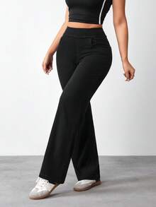Flexra 女士直筒阔腿牛仔裤 - 黑色 - 查看 5
