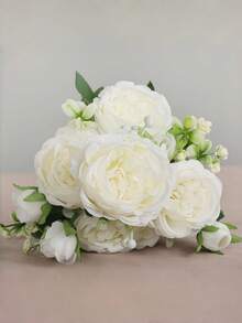 1/3Pcs Realistic Touch Artificial Rose Bouquets, Fake Flowers For Home, Wedding, Party Table Decor, Mother's Day, Autumn Decoration, Desk & Garden Ornament - Multicolor - View 3