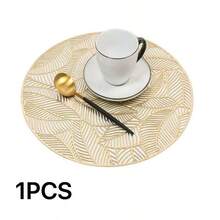 1-8pcs Simple Gold PVC Placemats, Washable, Easy To Clean, Wipe-Clean, Non-Slip, Dining Table Mats, Sweet Reverie, Elegant Placemats, Tabletop Setting, Kitchen Dining Mat, Holiday Wedding Decor - Multicolor - View 15
