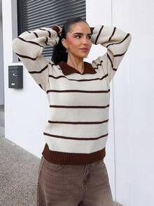 Marta Soriano Women's Casual Colorblock Striped Knit Turtleneck Sweater, Autumn/Winter - Multicolor - View 4