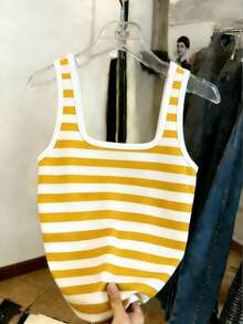 Resyla Women's Fitted Camisole Top With Shrimp Print, Yellow - Multicolor - View 2