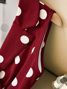 SHEIN Clasi Áo liền thân màu trắng thanh lịch dành cho nữ, có cổ áo blazer. - Màu Đỏ Sâu - Xem 4