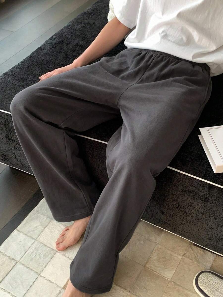 DAZY Quần dài mặc nhà màu xám xếp ly dành cho nam, thích hợp cho mùa xuân. - Xám - Xem 1