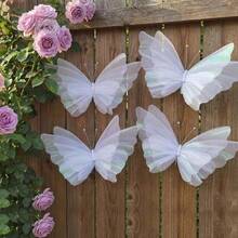Large Artificial Butterfly Decor, Inch 3D Giant Butterfly Party Decorations White Butterflies Wall Decoration For Wedding Baby Shower Birthday Garden - Multicolor - View 5