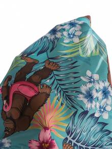 SHEIN Conjunto de camisa de manga corta y pantalones cortos con estampado de plantas tropicales para niño pequeño, conjunto de verano de 2 piezas para niños - Verde - Ver 9