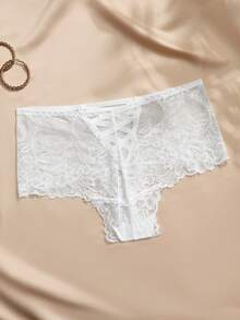 Charlaine 1 chiếc quần lót ren trắng hở lưng, kiểu dây chéo, gợi cảm dành cho nữ - trắng - Xem 3