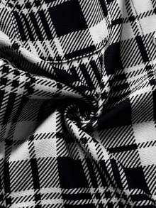 Editum Women's Elegant Commuter Versatile Pleated Black Slim Fit Skirt - Black and White - View 5
